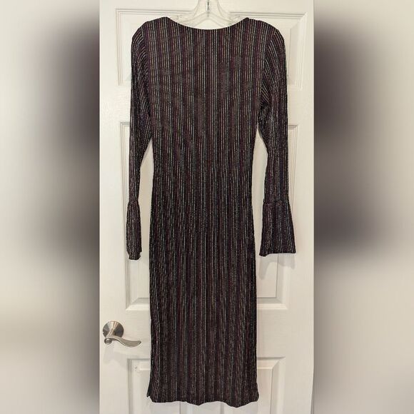 NWT French Connection PAULA KEYHOLE DRESS Midi dresses sz S black stripe party - Picture 12 of 15